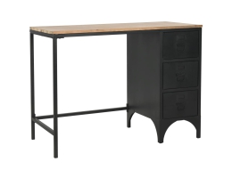 Enkelt Piedestal-Skrivebord Massivt Grantræ Og Stål 100 X 50 X 76 Cm 