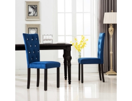 Spisebordsstole 2 Stk. Fløjl Mørkeblå 