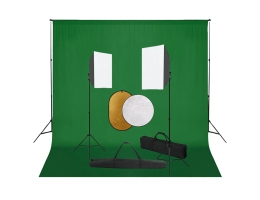 Fotostudiesæt Med Softbox-Lamper + Baggrund Og Reflektor