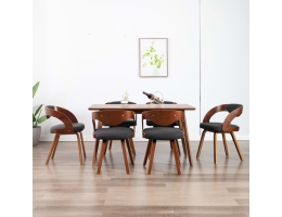 Spisebordsstole 6 Stk. Bøjet Træ Og Stof Mørkegrå 