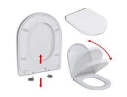Soft Close Toiletsæde Quick-Release Design Firkantet Hvid 