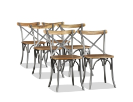 Spisebordsstole 6 Stk. Massivt Mangotræ Og Stål Krydsryglæn
