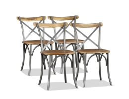 Spisebordsstole 4 Stk. Massivt Mangotræ Og Stål Krydsryglæn