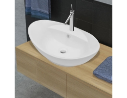 140678 Luxury Ceramic Basin Oval With Overflow And Faucet Hole