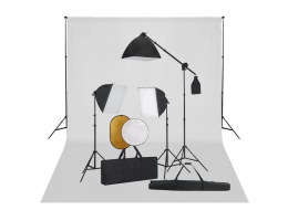 Fotostudieudstyr Med Softbox-Lamper; Baggrund Og Reflektor