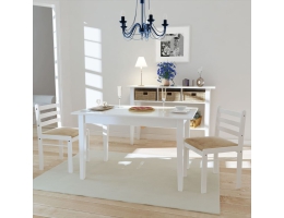 Spisebordsstole 2 Stk. Massivt Gummitræ Og Fløjl Hvid