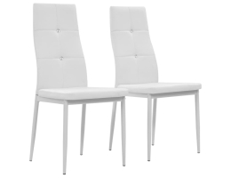 Spisebordsstole 2 Stk. Hvid Kunstlæder