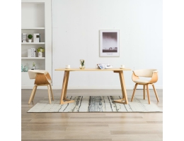 Spisebordsstole 2 Stk. Bøjet Træ Og Kunstlæder Cremefarvet 